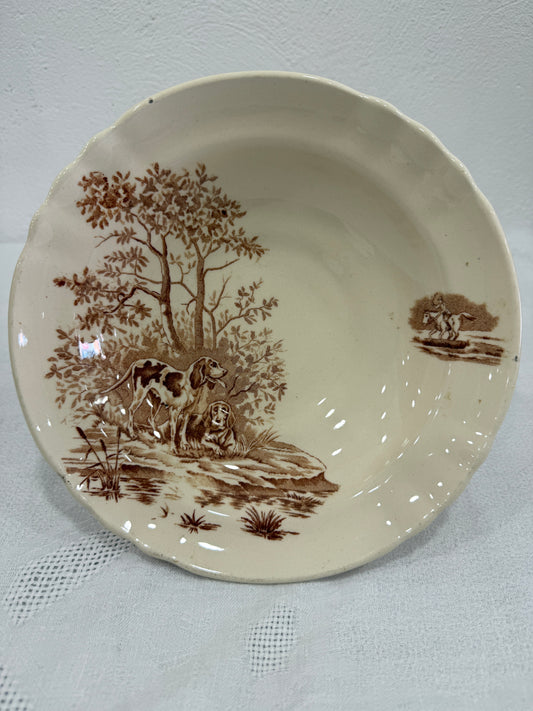 Compotier antiguo Longchamp – Modelo Veneur (caza) – ca. 1880–1900