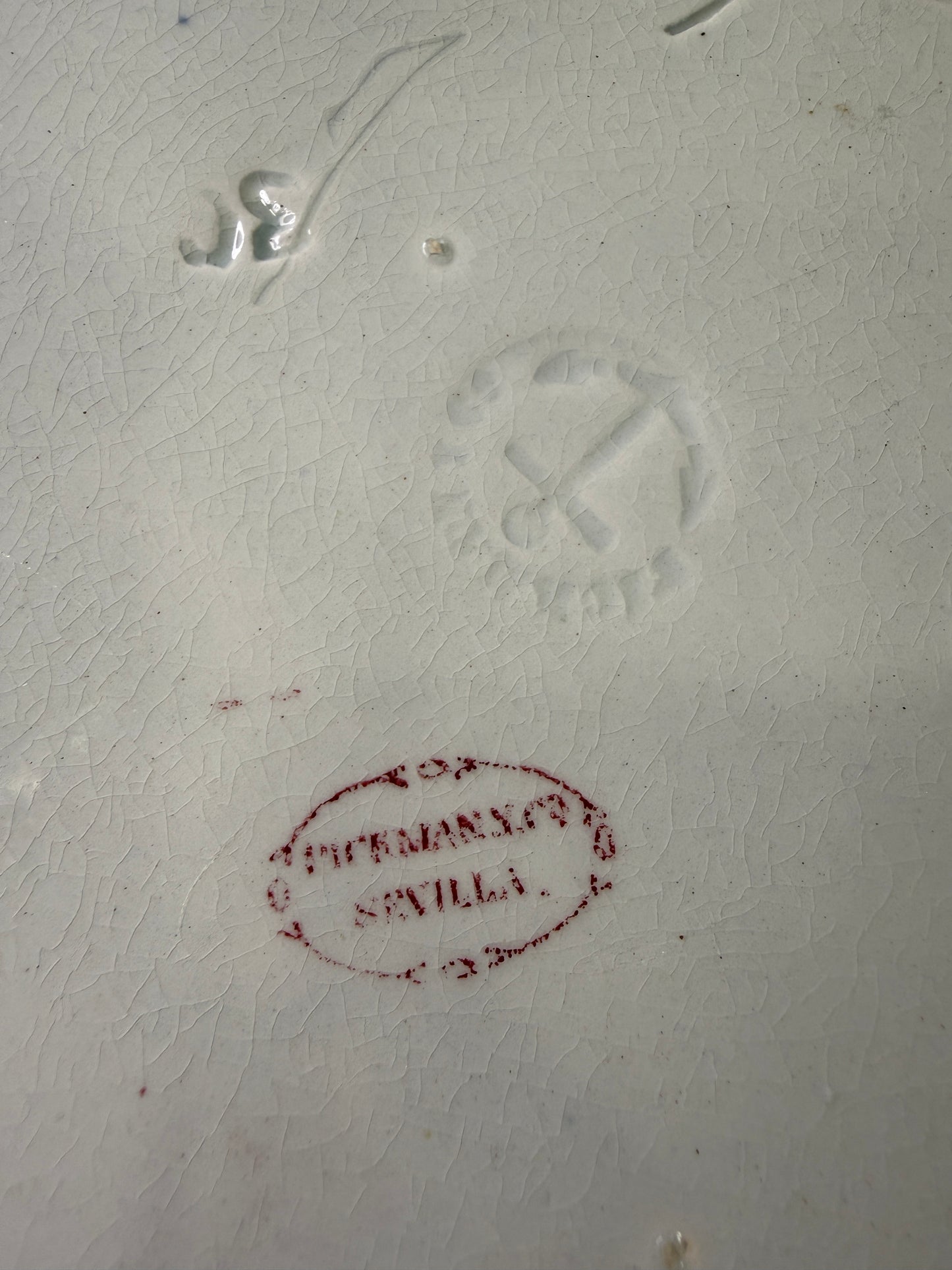 Fuente ovalada antigua Pickman y Cía Sevilla sello 28 1890-1900