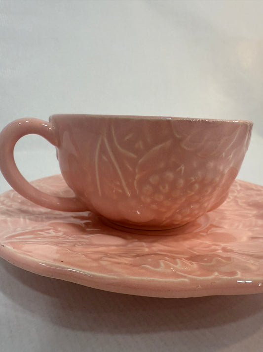 Taza vintage con plato Geneviève Lethu Francia (X UD.)