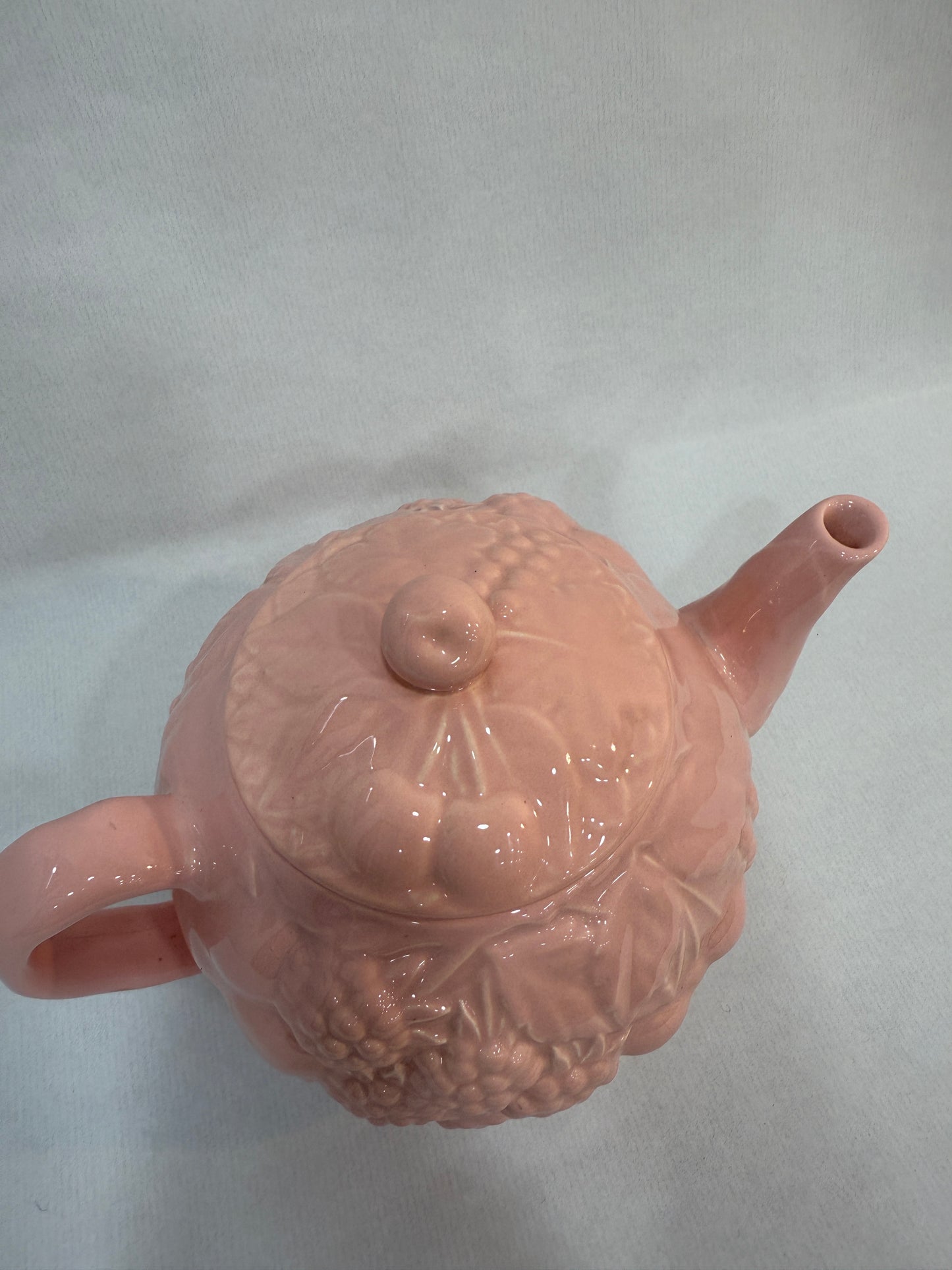 Tetera vintage Geneviève Lethu en cerámica rosa