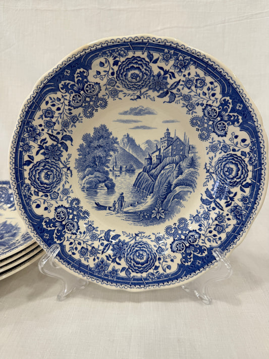 5 platos hondos antiguos Villeroy & Boch, modelo Burgenland azul (X UD.)