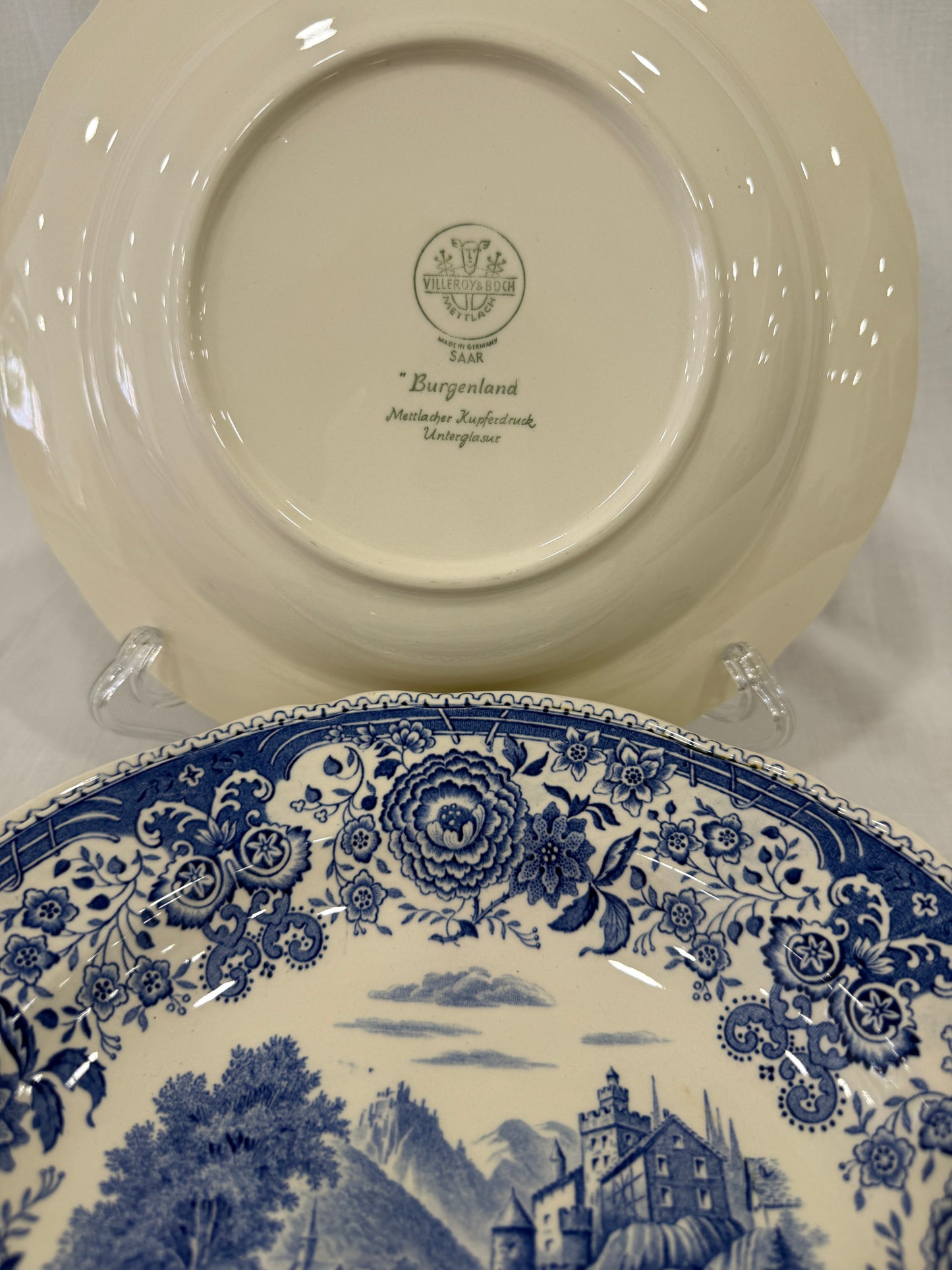 5 platos hondos antiguos Villeroy & Boch, modelo Burgenland azul (X UD.)