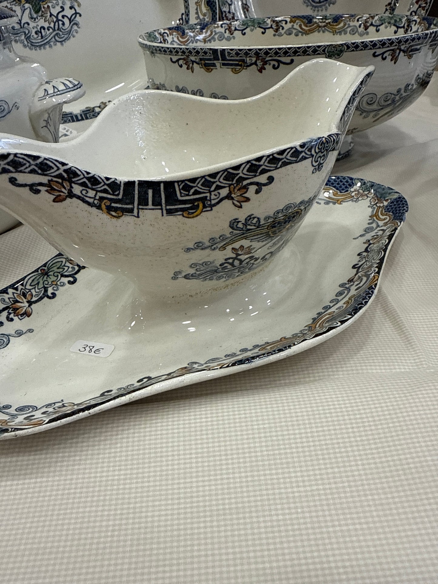 Lote de vajilla antigua Longwy Chinois (ca. 1880–1910)