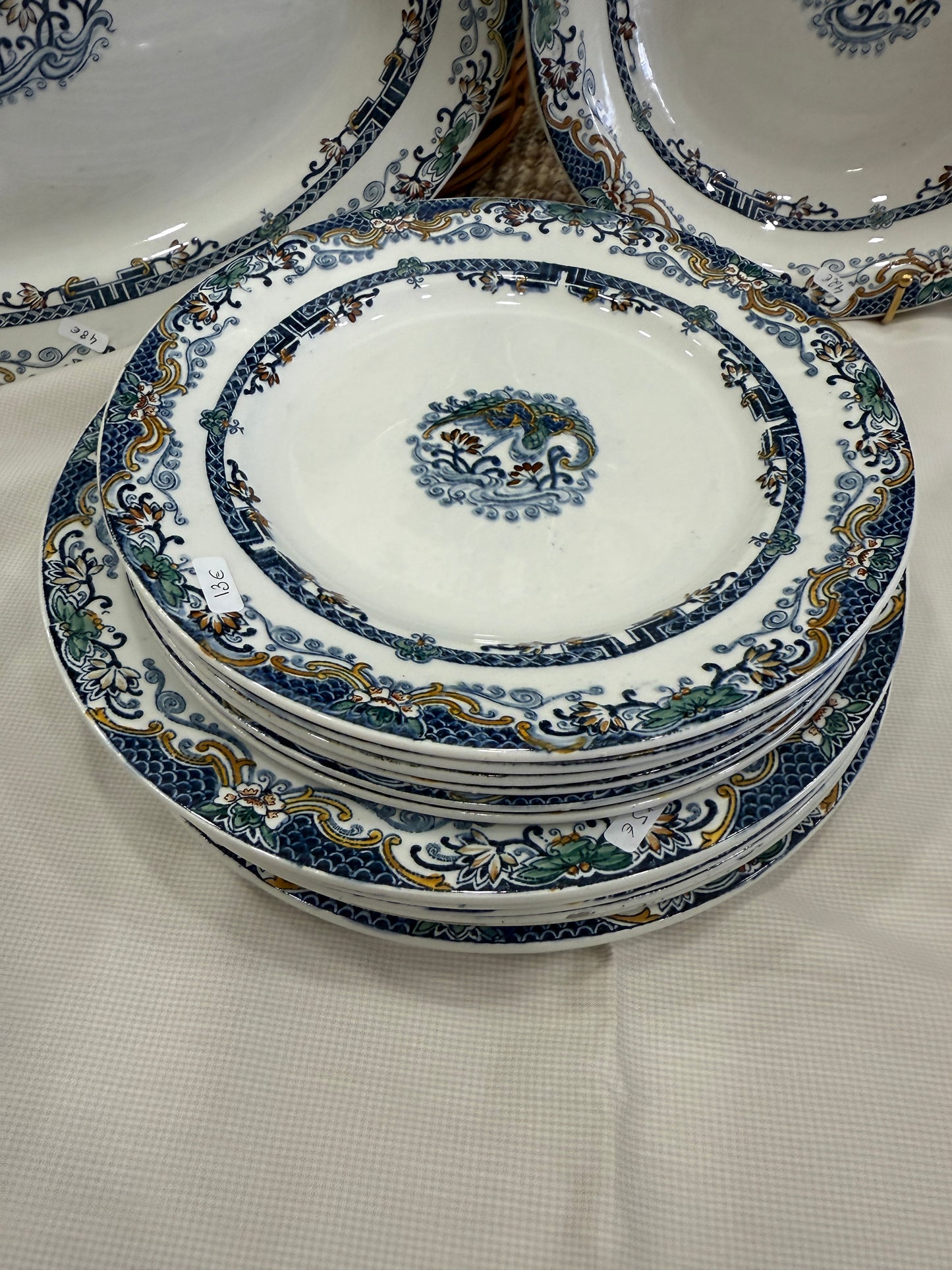 Lote de vajilla antigua Longwy Chinois (ca. 1880–1910)