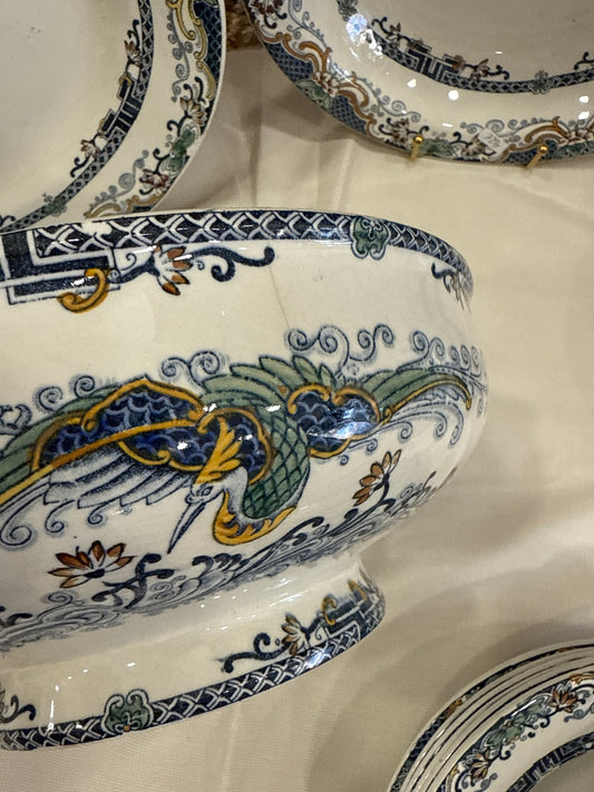 Lote de vajilla antigua Longwy Chinois (ca. 1880–1910)