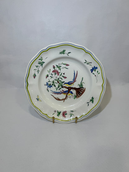 Plato Longchamp estilo Moustiers con aves y flores