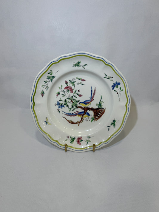 Plato Longchamp estilo Moustiers con aves y flores
