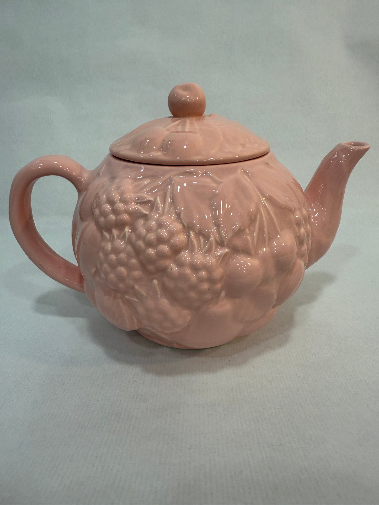 Tetera vintage Geneviève Lethu en cerámica rosa