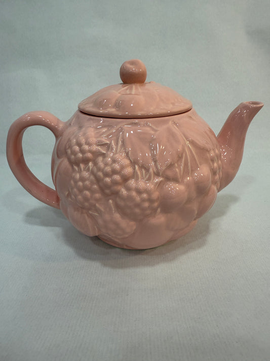 Tetera vintage Geneviève Lethu en cerámica rosa
