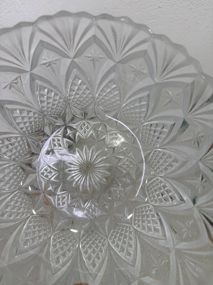 Conjunto de cristal prensado francés bowl grande + 6 cuencos