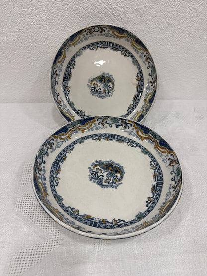 Compotiers bajos hondos Longwy Chinois (ca. 1880–1920)