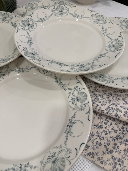 Set de 6 platos llanos antiguos – K&G Luneville, modelo Guirlande (Francia, ca. 1900)