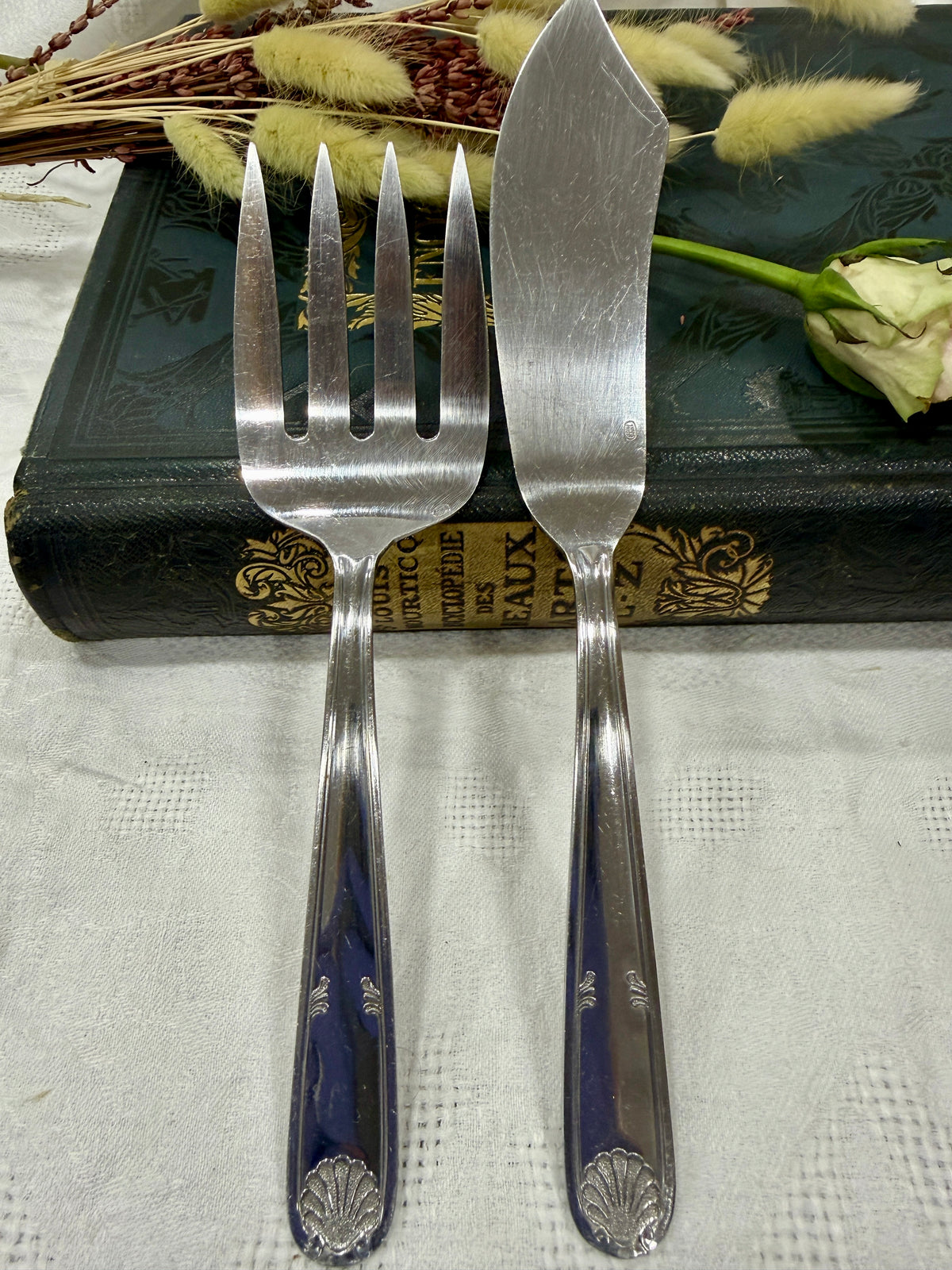 Cubiertos de servir pescado vintage · Inox · 2 piezas