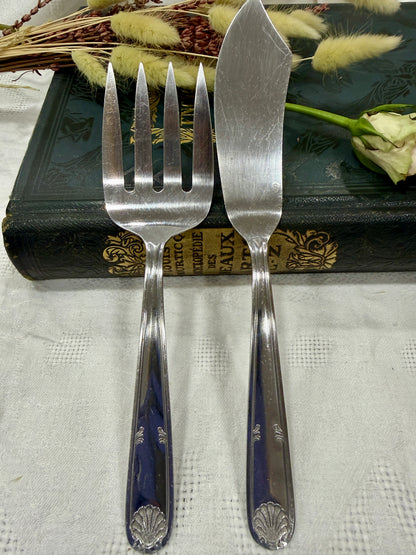 Cubiertos de servir pescado vintage · Inox · 2 piezas