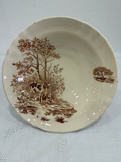 Compotier antiguo Longchamp – Modelo Veneur (caza) – ca. 1880–1900