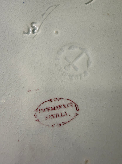 Fuente ovalada antigua Pickman y Cía Sevilla sello 28 1890-1900