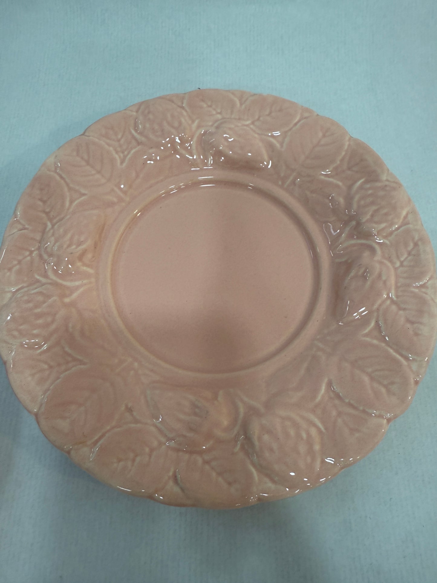 Azucarero vintage de cerámica rosa con plato Geneviève Lethu (3 piezas)