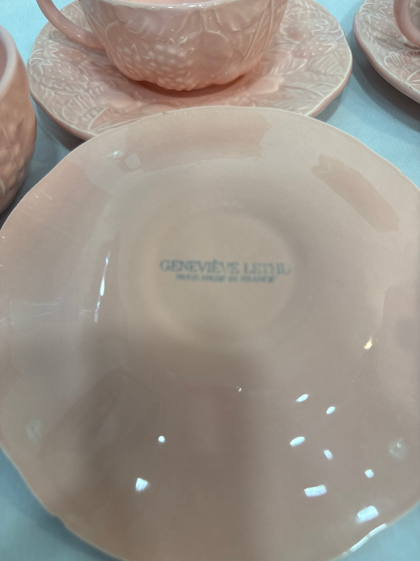 Taza vintage con plato Geneviève Lethu Francia (X UD.)