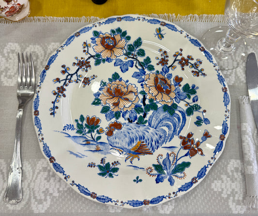 Plato Gien Coq et Pivoines