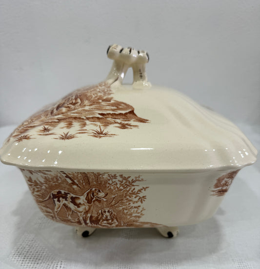 Sopera antigua Longchamp – Modelo Veneur (caza) – ca. 1880–1900