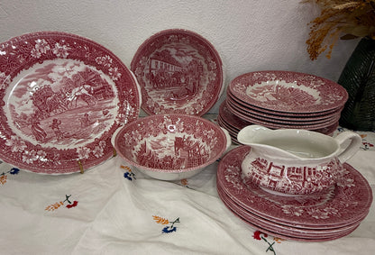 Vajilla inglesa Royal Tudor Ware Coaching Taverns para 6 personas