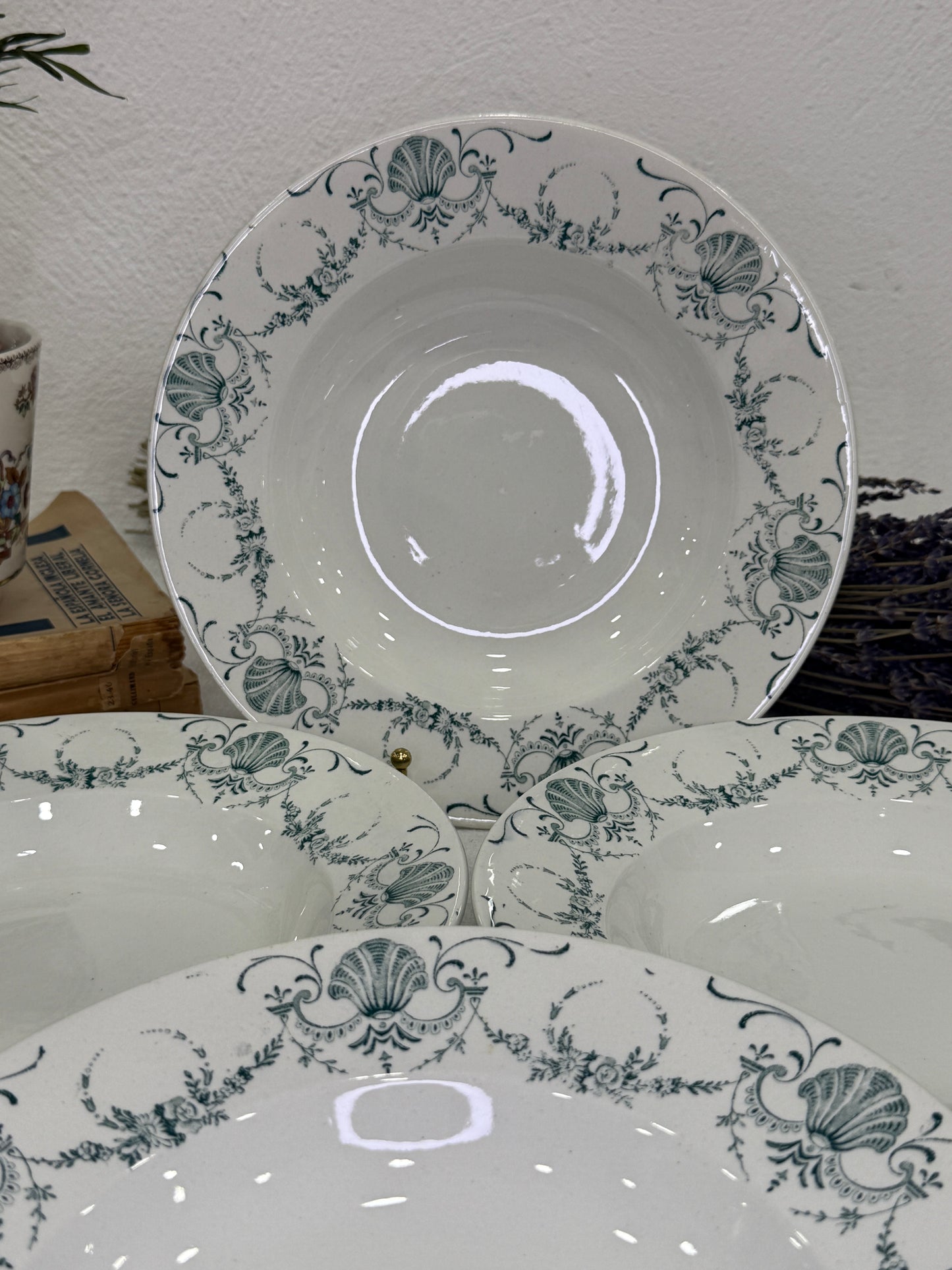 Set de 4 platos hondos K&G Luneville Guirlande (Francia, ca. 1900)