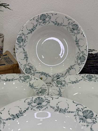 Set de 4 platos hondos K&G Luneville Guirlande (Francia, ca. 1900)