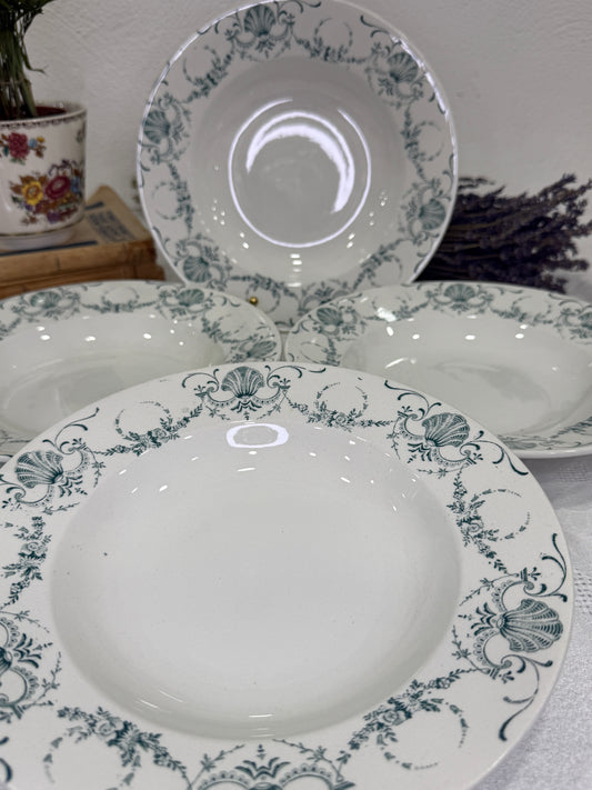 Set de 4 platos hondos K&G Luneville Guirlande (Francia, ca. 1900)
