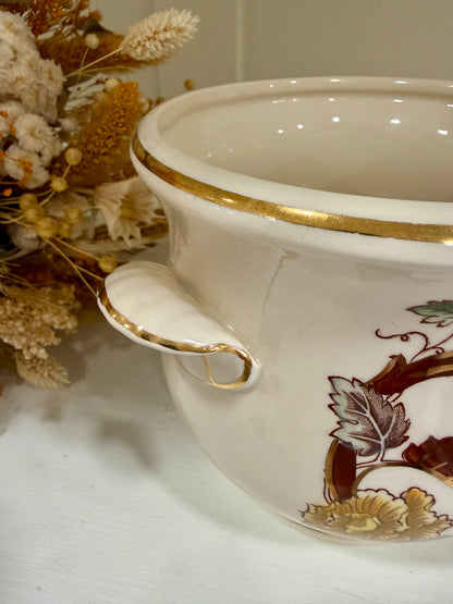 Macetero Antiguo Mason’s Brown Velvet Ironstone Inglés con Dorados