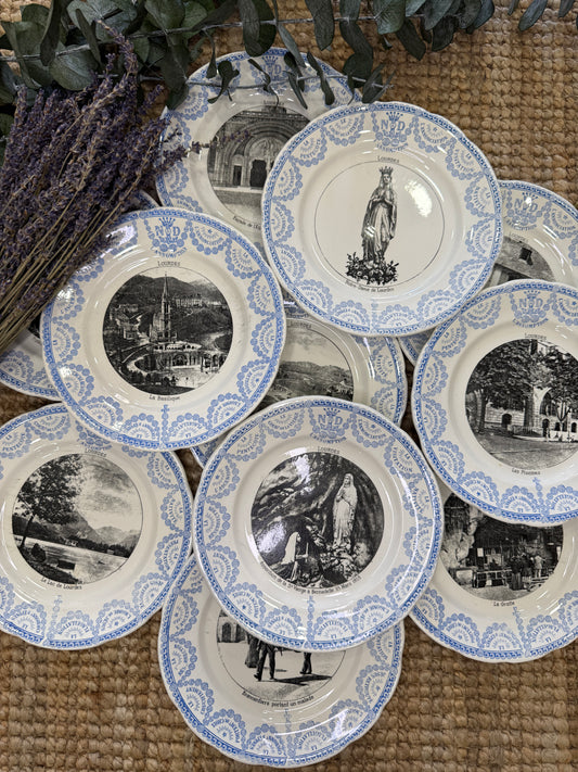 Platos parlantes loza Lourdes Sarreguemines Francia