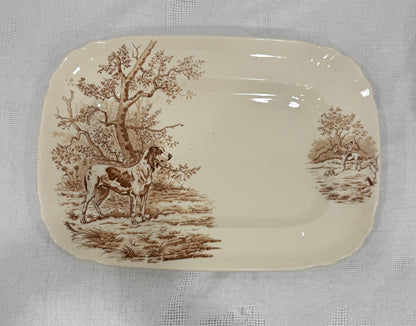Fuente rectangular Longchamp – Escenas de caza en sepia (terre de fer), ca. 1890–1900