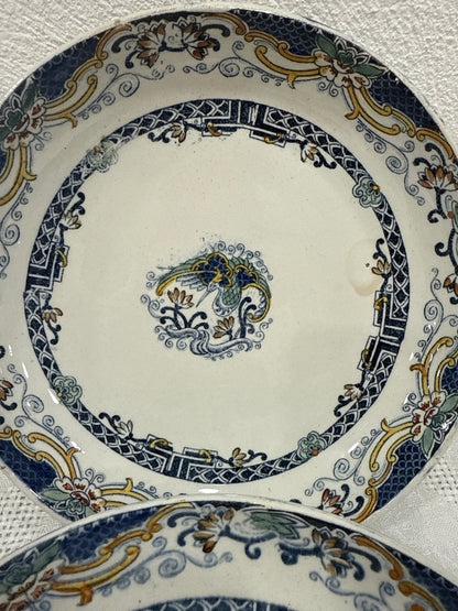 Compotiers bajos hondos Longwy Chinois (ca. 1880–1920)