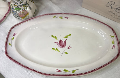 Sopera antigua francesa Longchamp pintada a mano con fuente