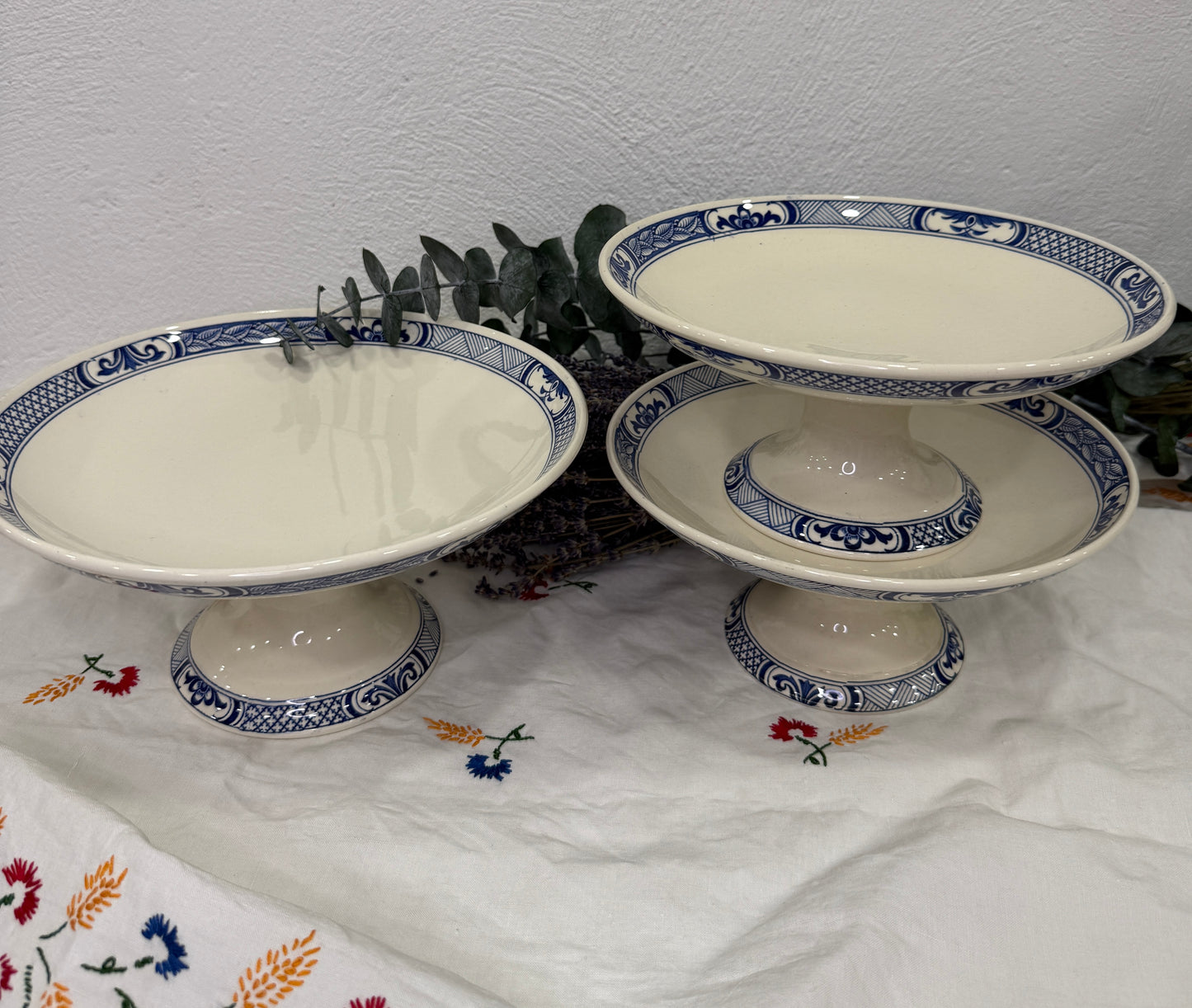 Compotier antiguo Lunéville Keller & Guérin, Francia c.1900