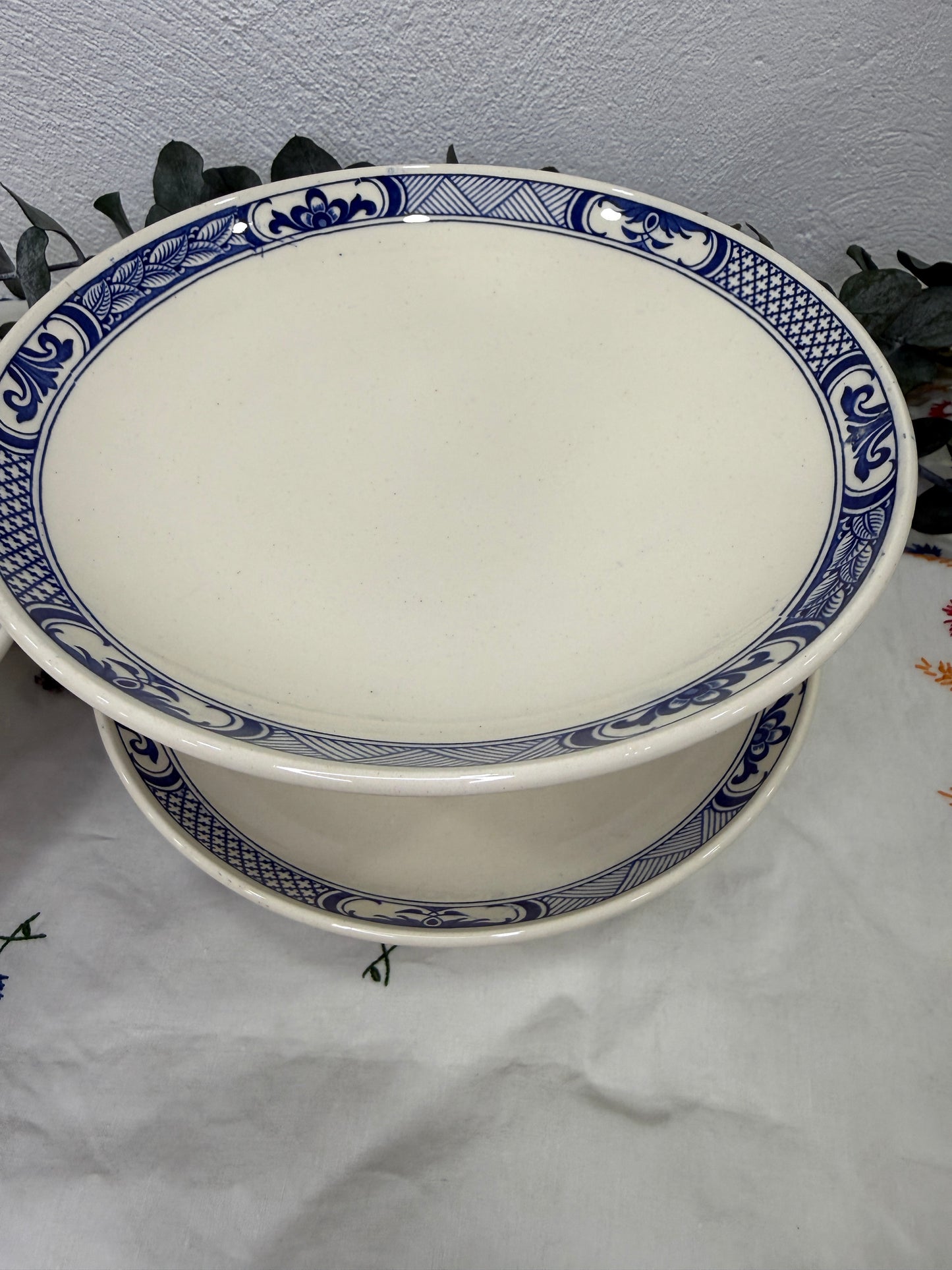 Compotier antiguo Lunéville Keller & Guérin, Francia c.1900