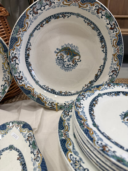 Lote de vajilla antigua Longwy Chinois (ca. 1880–1910)