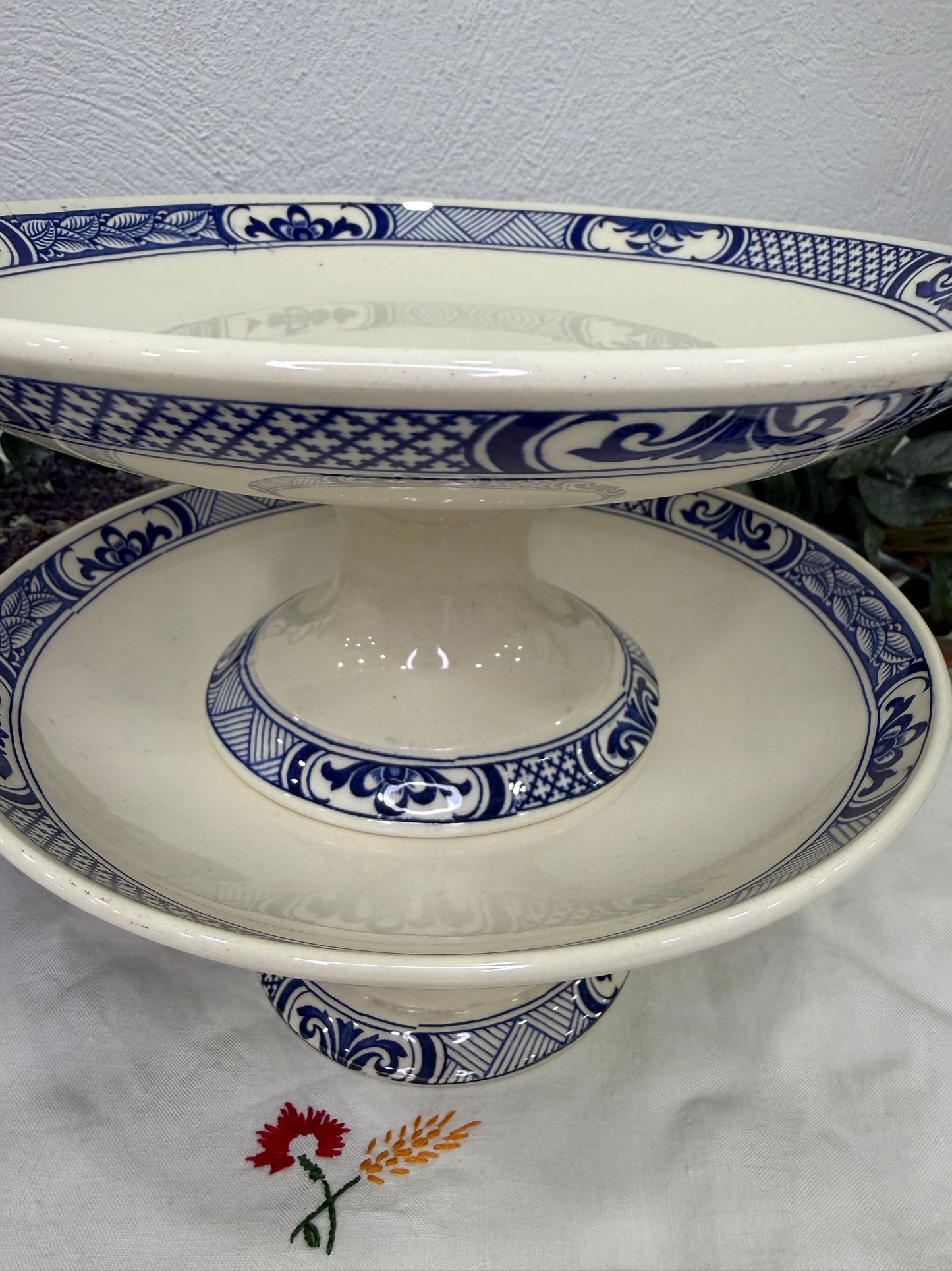 Compotier antiguo Lunéville Keller & Guérin, Francia c.1900