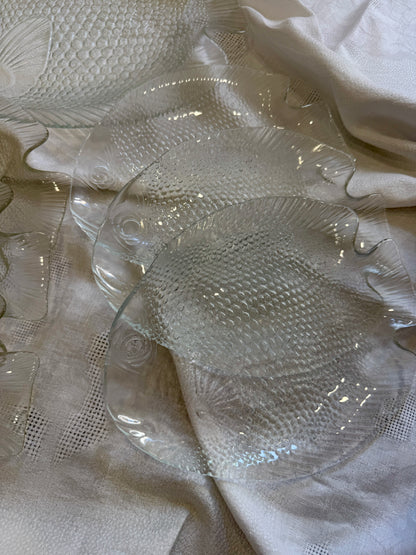 Servicio de pescado vintage en vidrio – 7 piezas