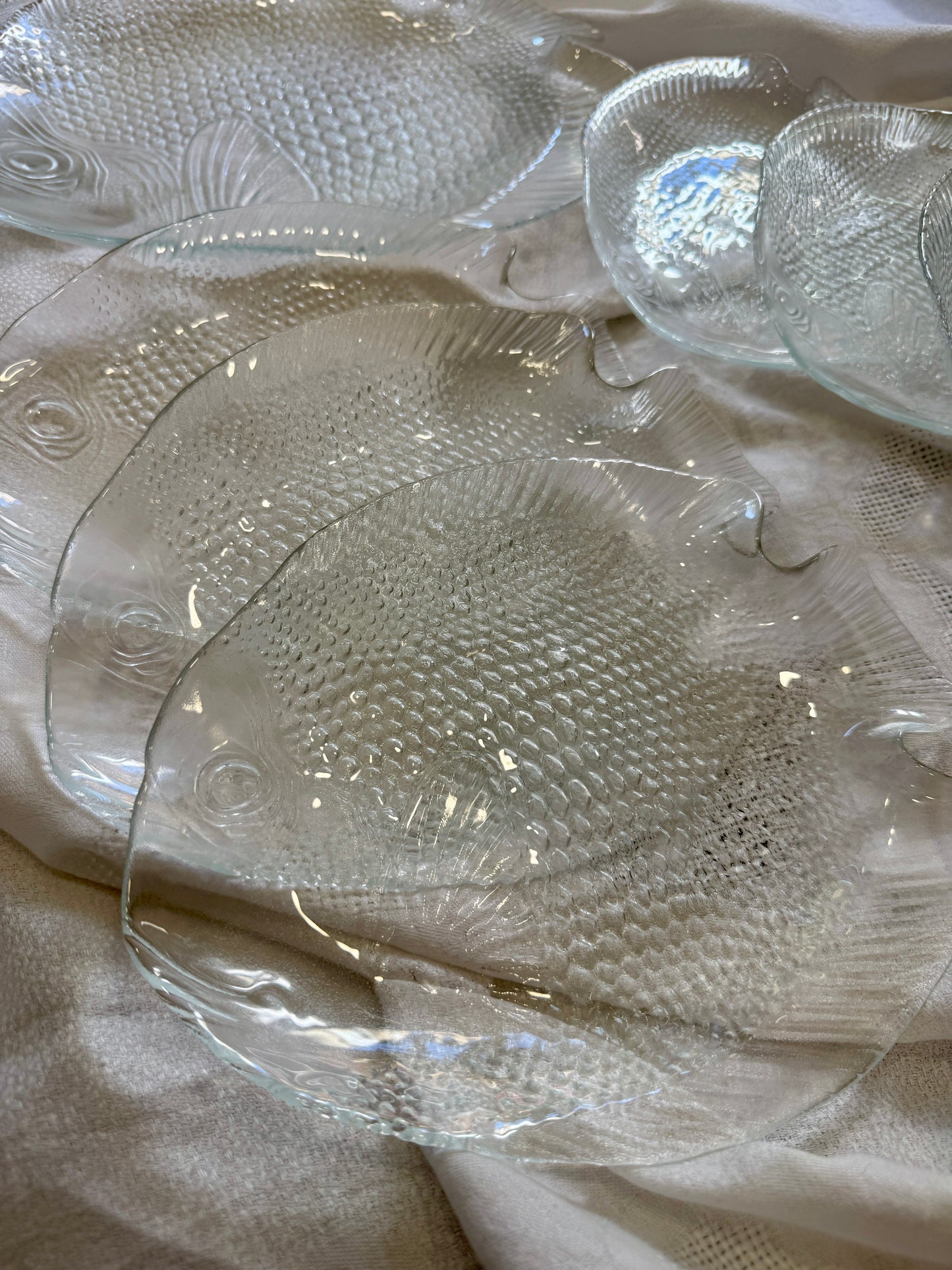 Servicio de pescado vintage en vidrio – 7 piezas