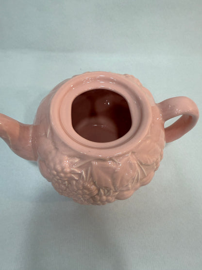 Tetera vintage Geneviève Lethu en cerámica rosa