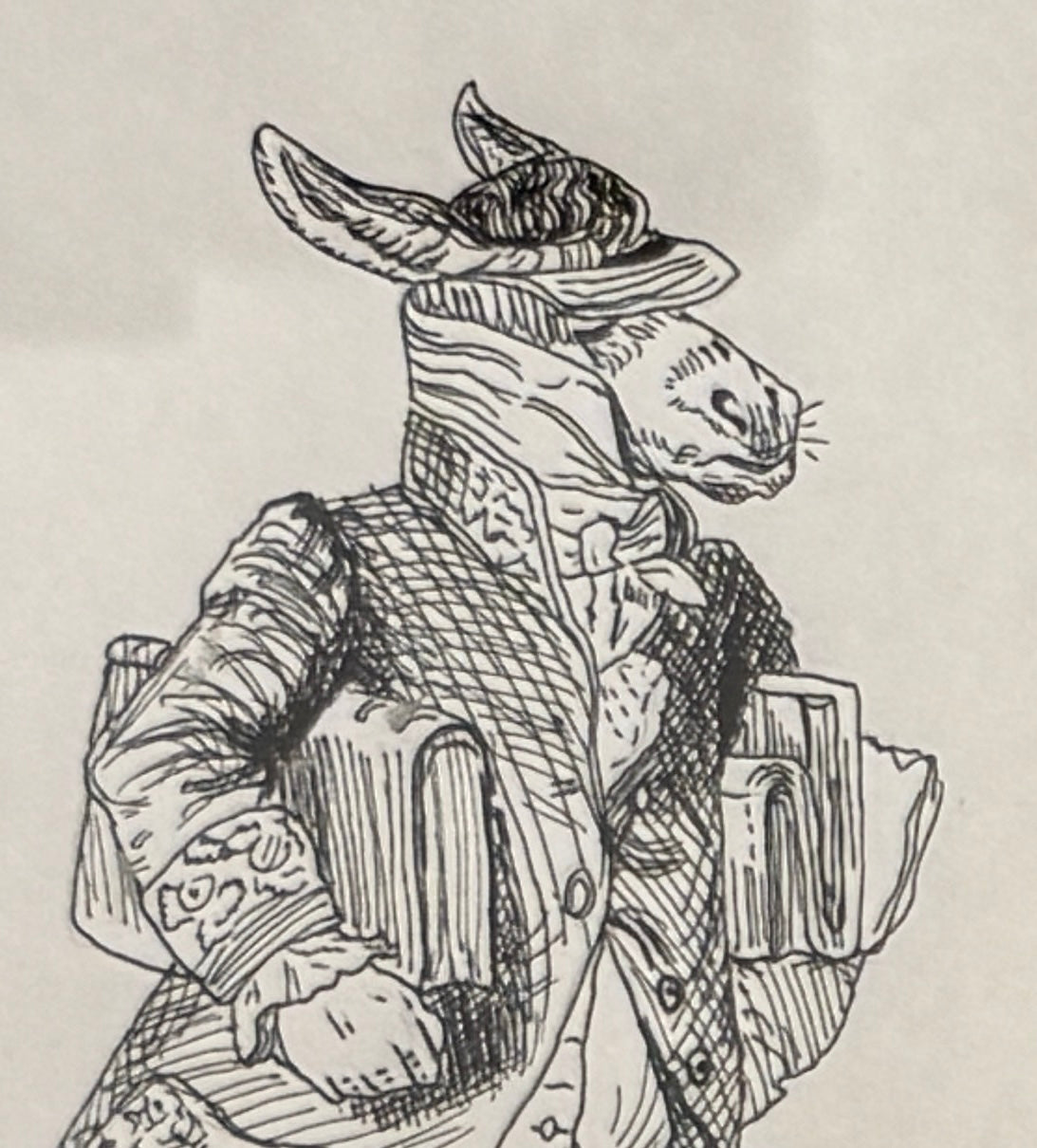 Pareja de dibujos antropomórficos al estilo Grandville – Firmados Avelina