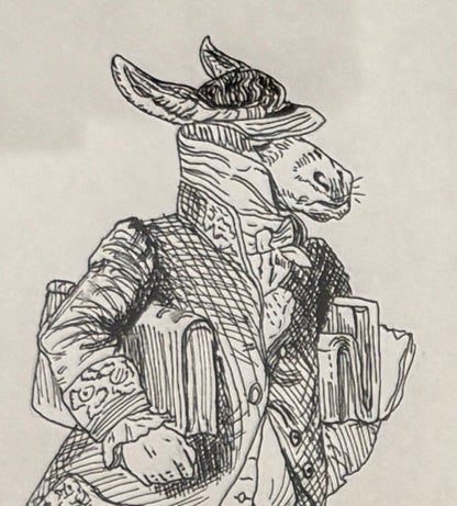 Pareja de dibujos antropomórficos al estilo Grandville – Firmados Avelina