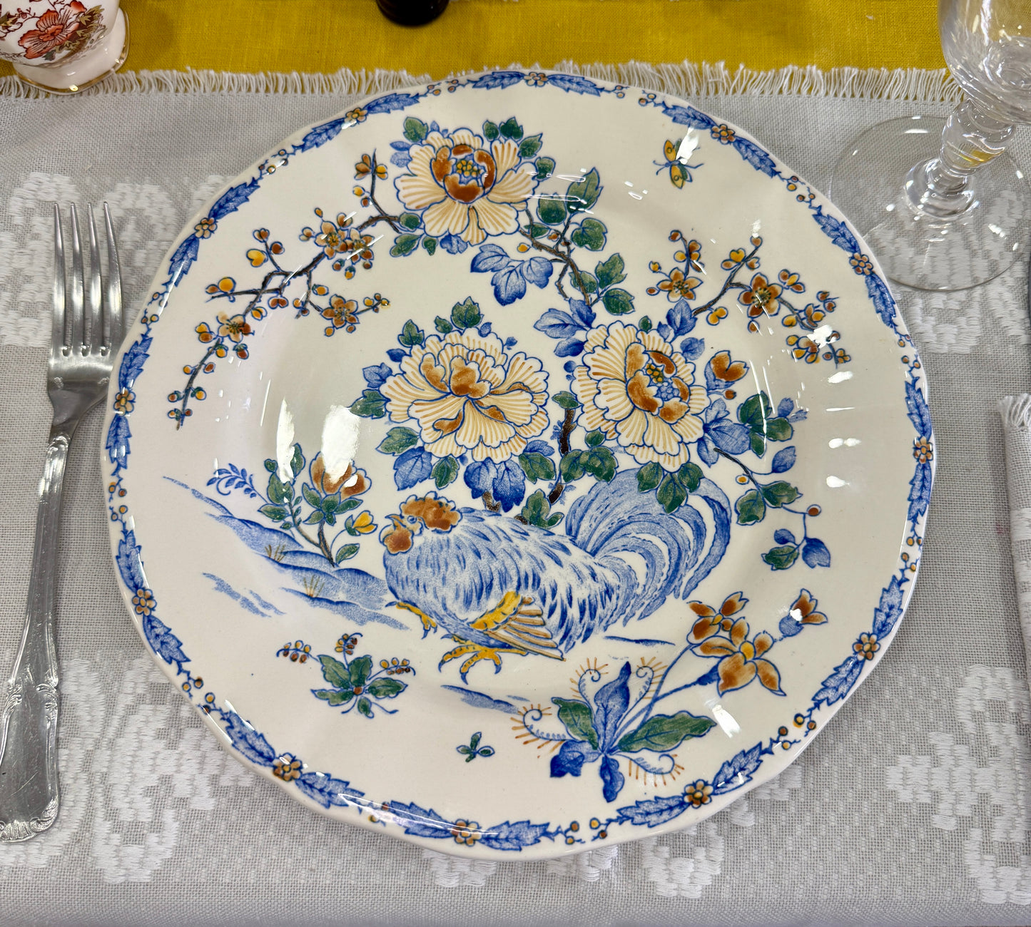 Plato Gien Coq et Pivoines