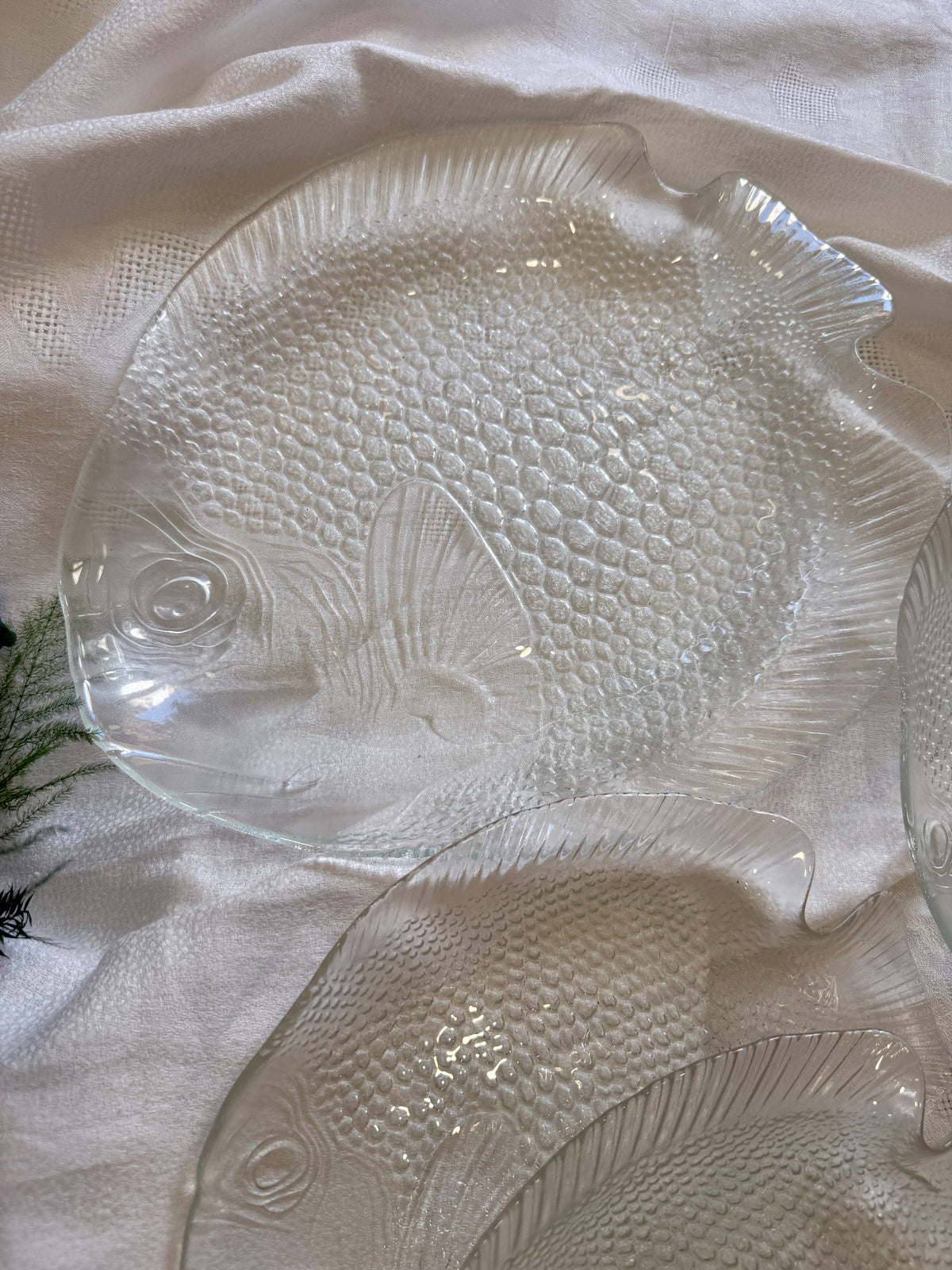 Servicio de pescado vintage en vidrio – 7 piezas
