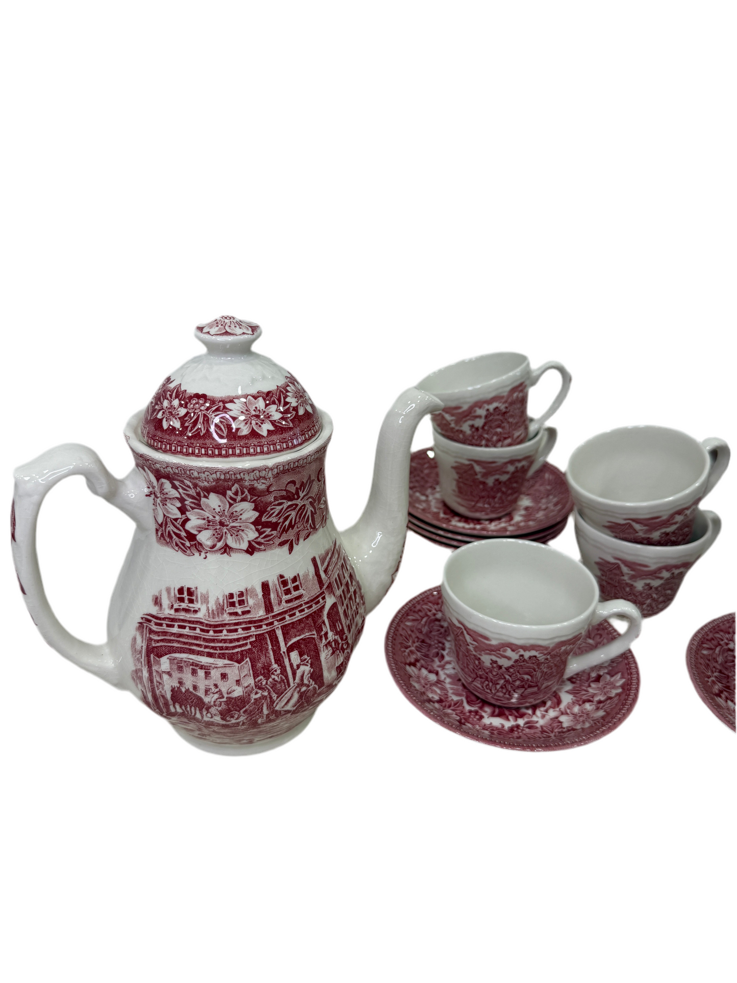 Juego de desayuno inglés Coaching Taverns – Royal Tudor Ware, Staffordshire