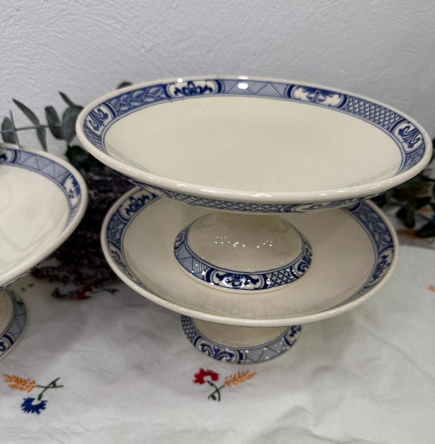 Compotier antiguo Lunéville Keller & Guérin, Francia c.1900