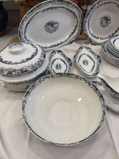 Lote de vajilla antigua Longwy Chinois (ca. 1880–1910)