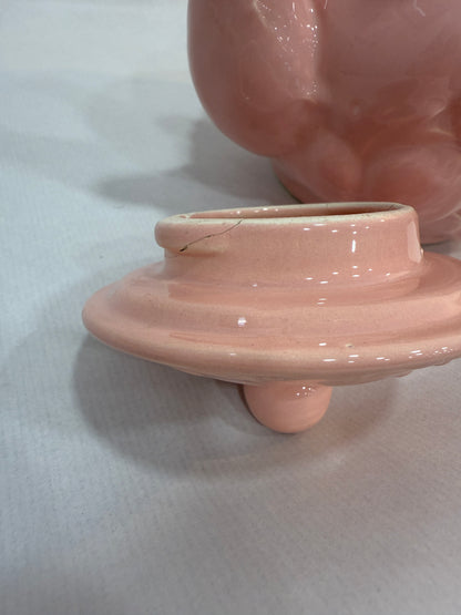 Tetera vintage Geneviève Lethu en cerámica rosa