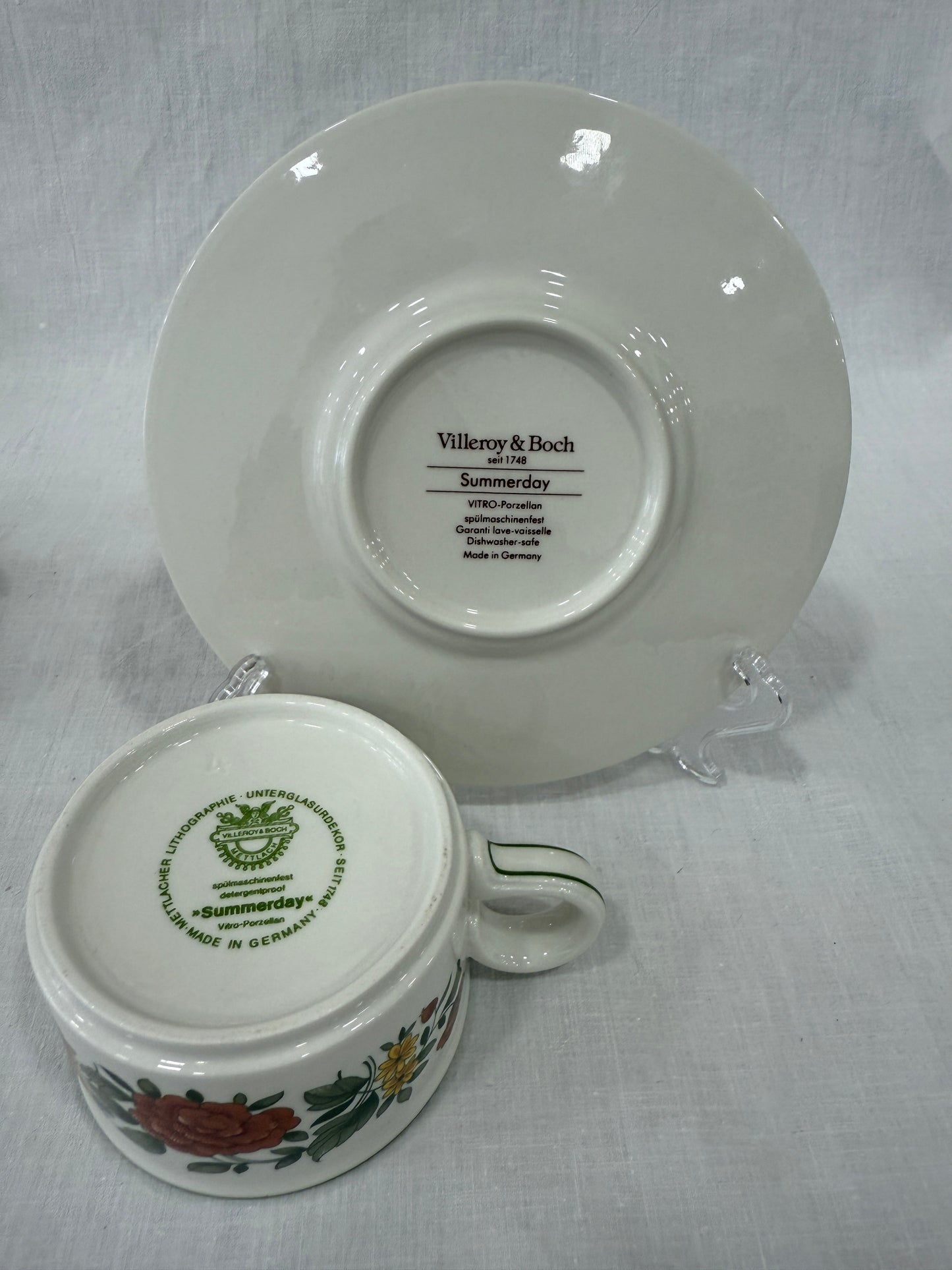 Taza té con plato Villeroy & Boch “Summerday” – Vajilla vintage alemana (X UD.)