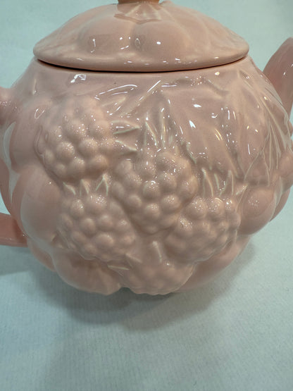 Tetera vintage Geneviève Lethu en cerámica rosa